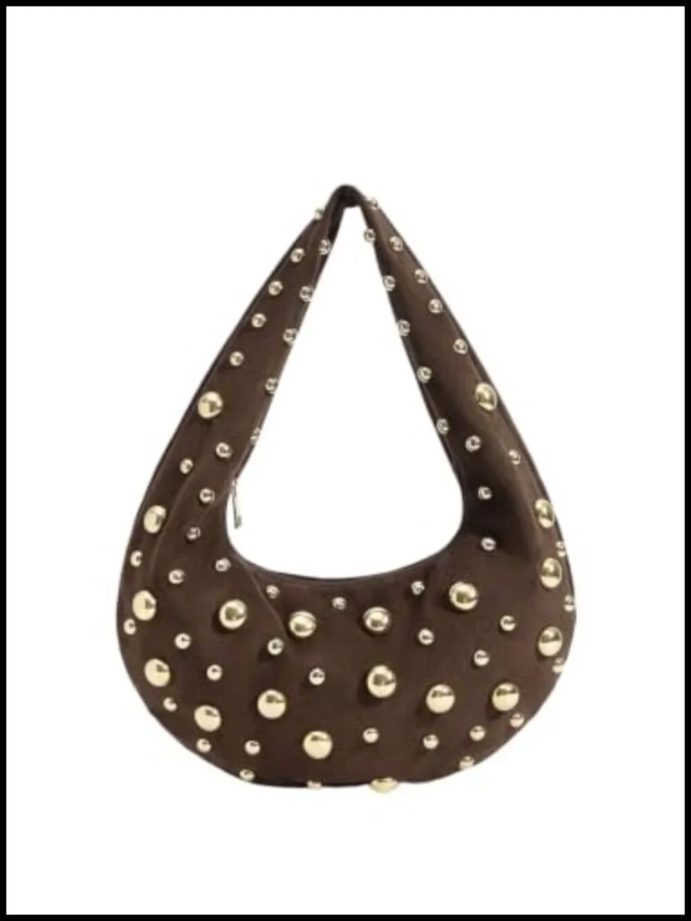 Suede Crescent Hobo Bag with Zipper Closure Top Handle Shoulder Purse